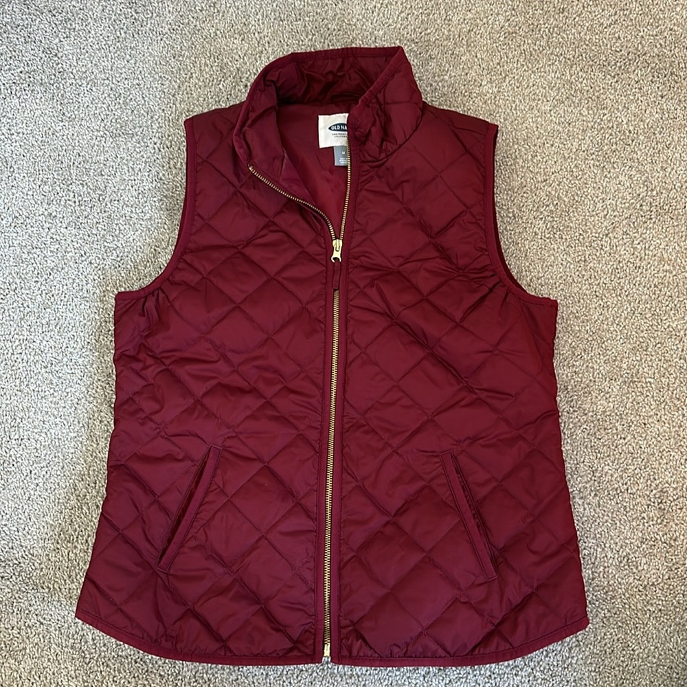 Burgundy quilted vest